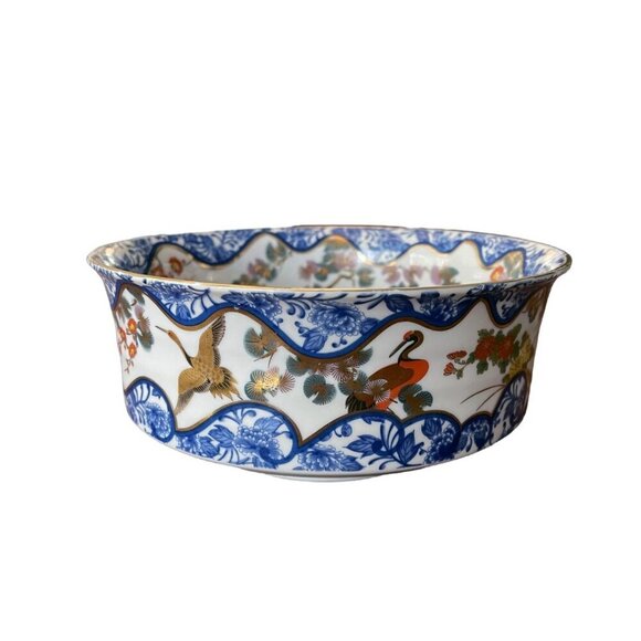 Rare Japanese Imari Hand Painted Porcelain Bowl with Floral and Birds Motifs - Picture 4 of 10